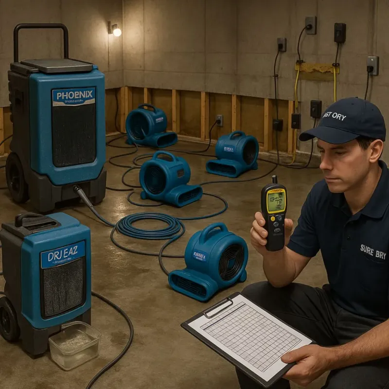 Structural Drying and Dehumidification process in Kingwood Area, TX
